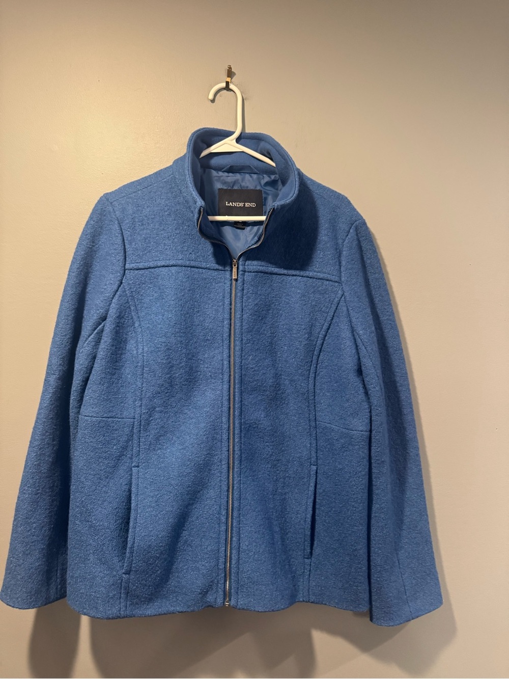 *Lands' End Men's Light Blue Full-Zip Fleece Jacket